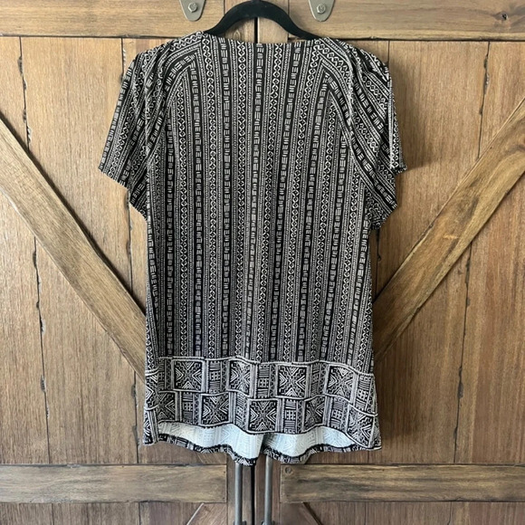 Style & Co Printed Pleated Scoop Neck Top Black and White Size XL - Picture 5 of 7